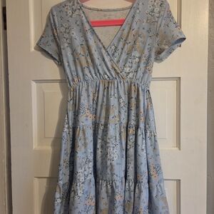 No Boundaries Light Blue Floral Mini Dress